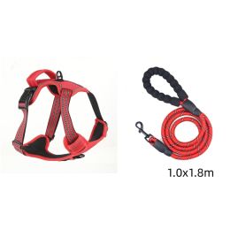 Dog Harness No Pull Breathable Reflective Pet Harness Vest (Option: Red set-M)