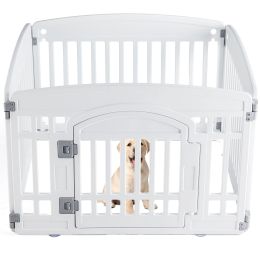 Dog Playpen Safe & Secure Indoor/Outdoor Pet Fence | Folding & Portable | Ideal for Small to Medium Dogs | Easy to Clean (Color: White/4-Panel)